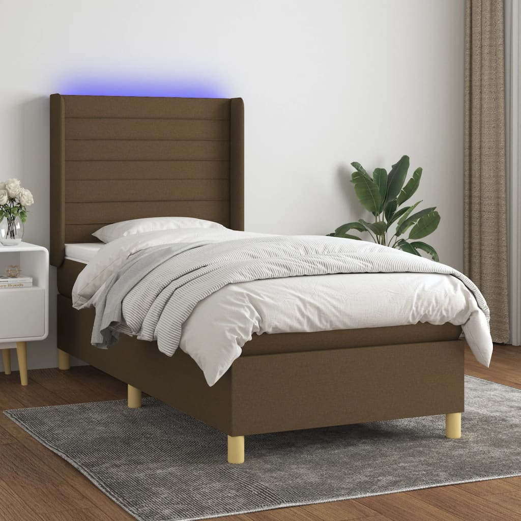 Boxspringbett Mit Matratze & Led Stoff Dunkelbraun