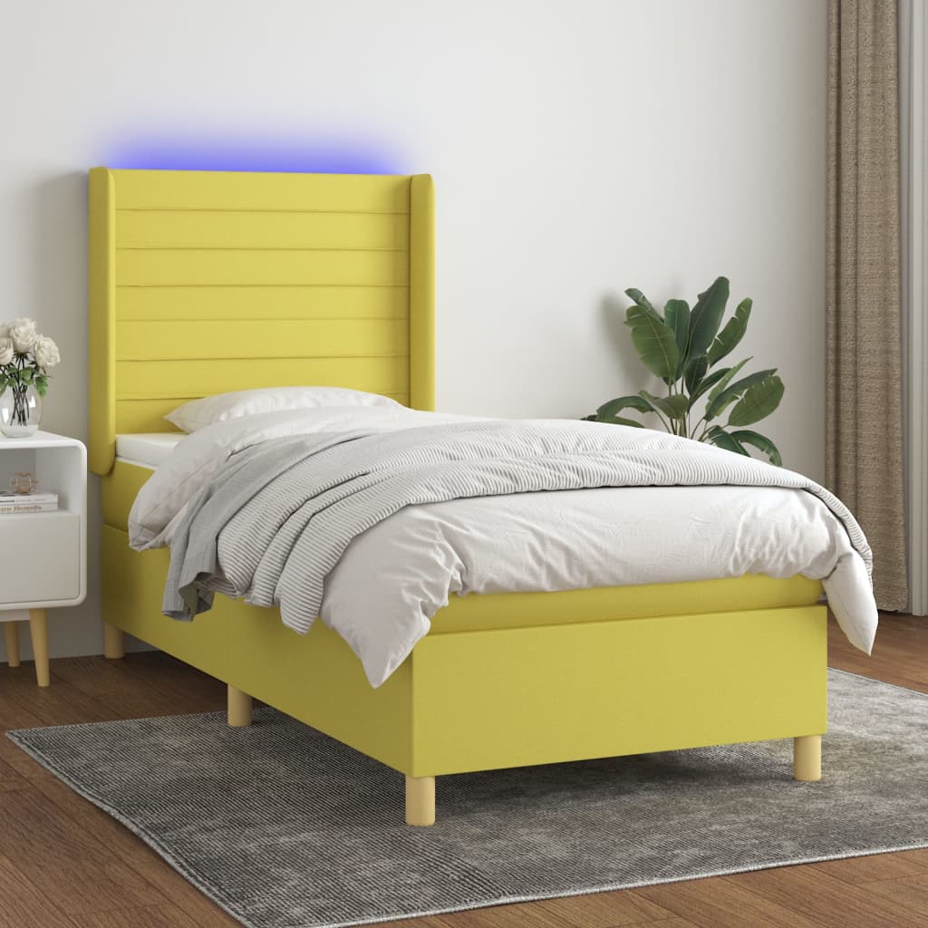 Boxspringbett Mit Matratze & Led Stoff Grün