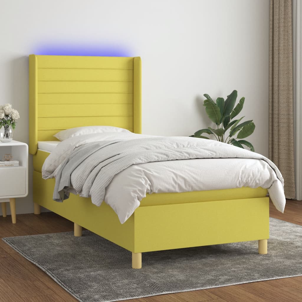 Boxspringbett Mit Matratze & Led Stoff Grün