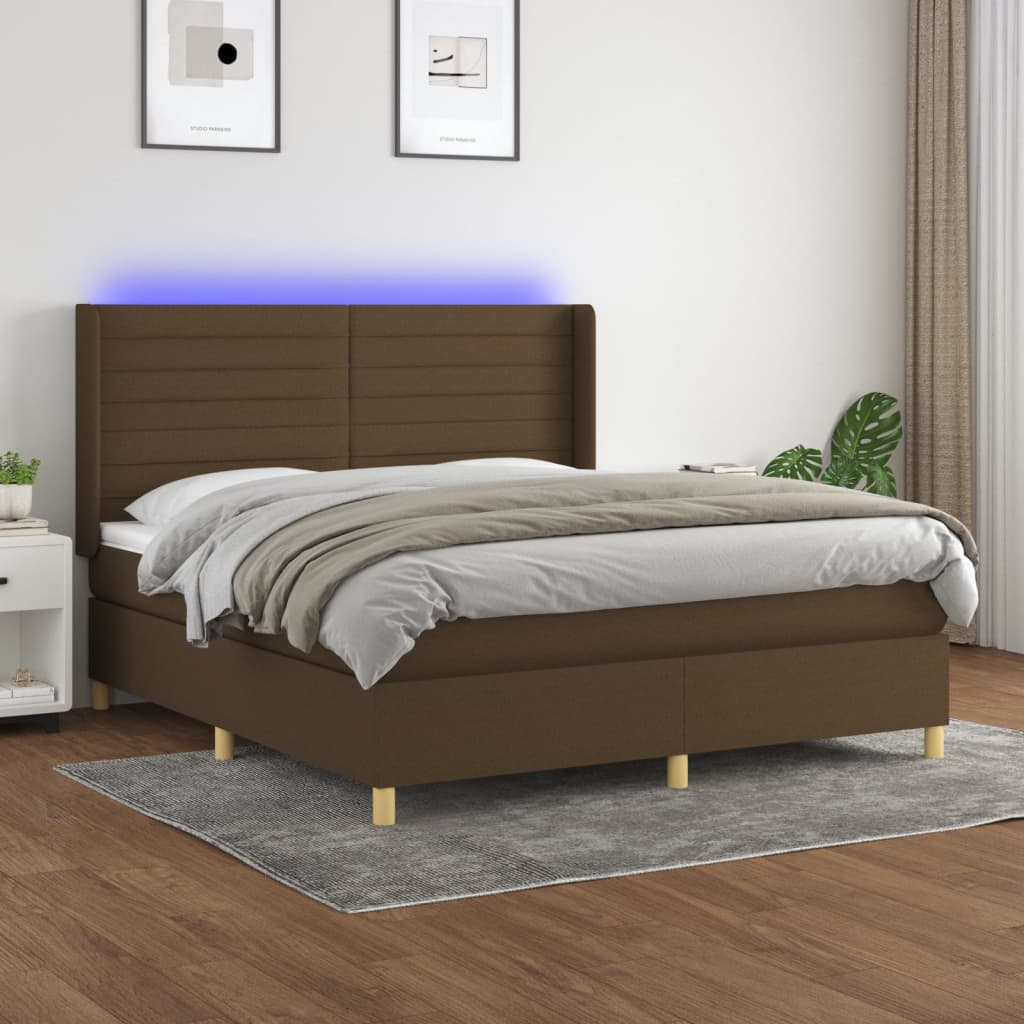 Boxspringbett Mit Matratze & Led Stoff Dunkelbraun