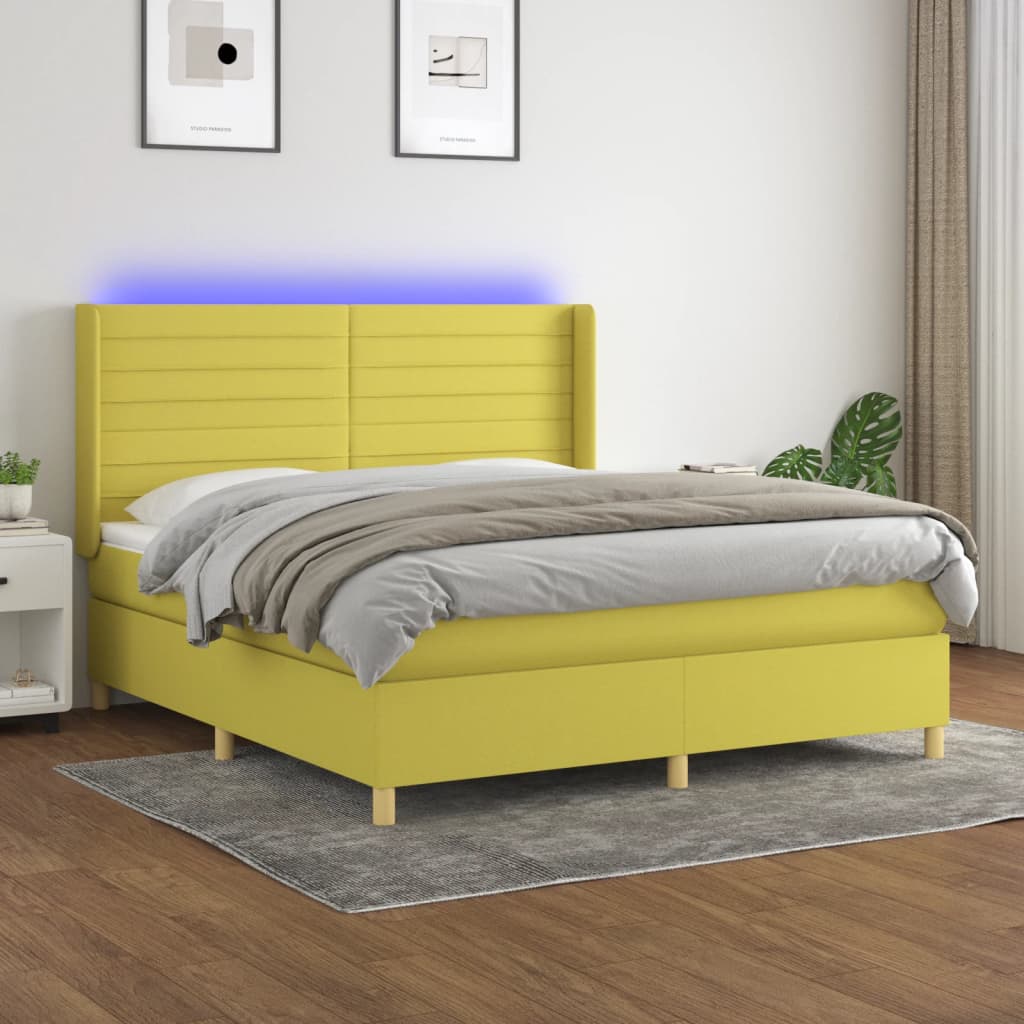 Boxspringbett Mit Matratze & Led Stoff Grün