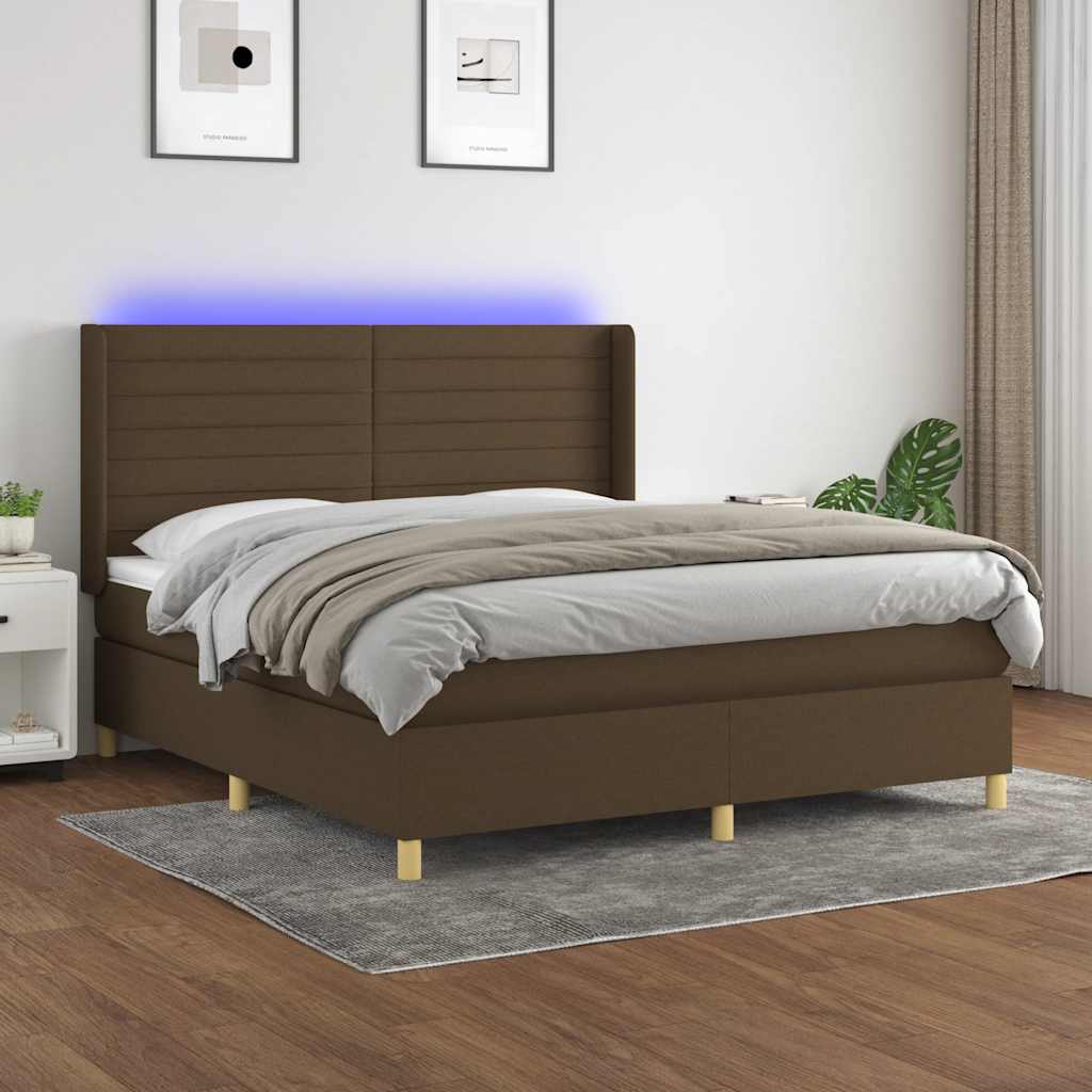 Boxspringbett Mit Matratze & Led Stoff Dunkelbraun