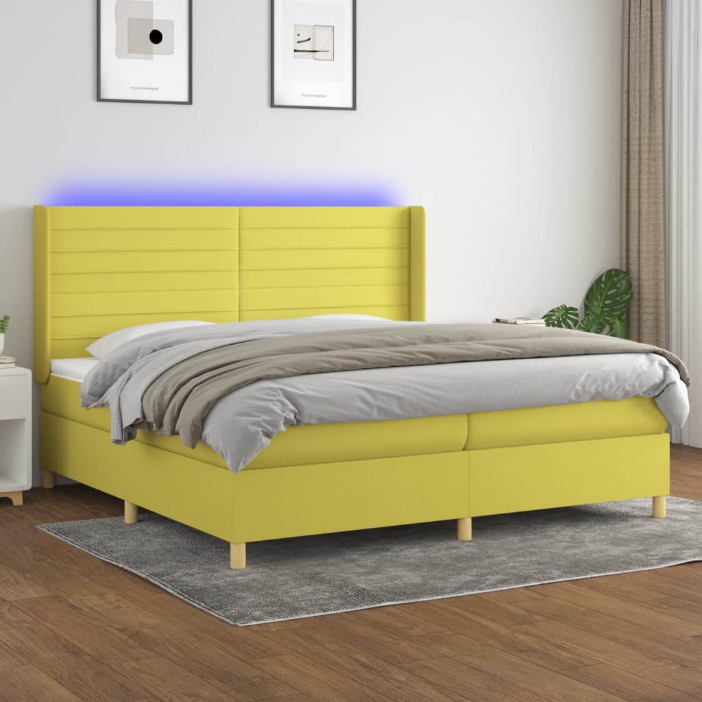 Boxspringbett Mit Matratze & Led Stoff Grün