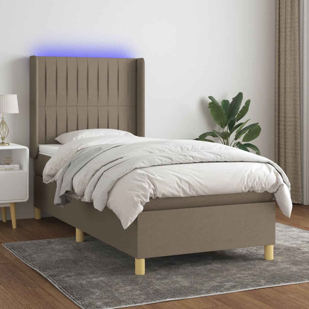 Boxspringbett Mit Matratze & Led Stoff Taupe