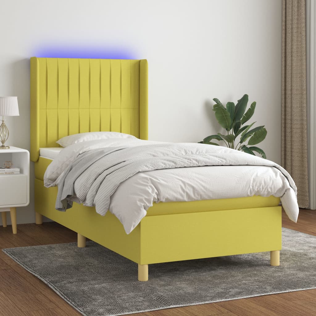 Boxspringbett Mit Matratze & Led Stoff Grün