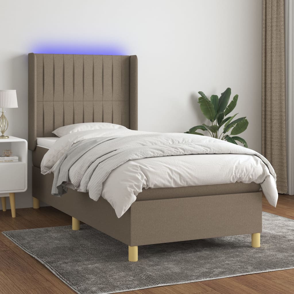 Boxspringbett Mit Matratze & Led Stoff Taupe