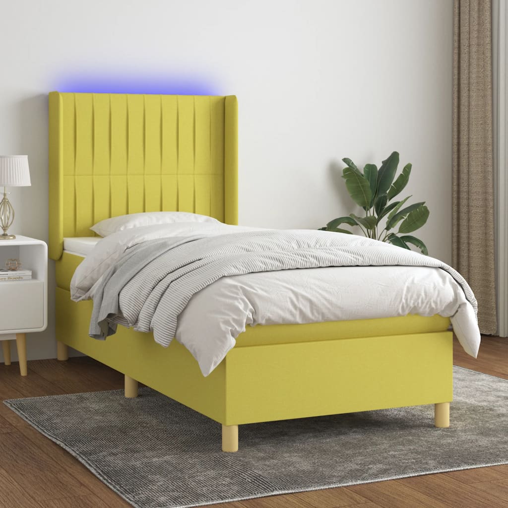 Boxspringbett Mit Matratze & Led Stoff Grün
