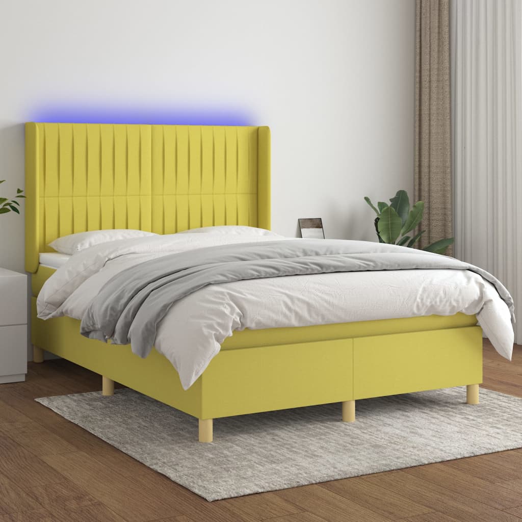 Boxspringbett Mit Matratze & Led Stoff Grün