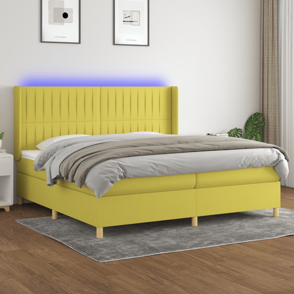 Boxspringbett Mit Matratze & Led Stoff Grün