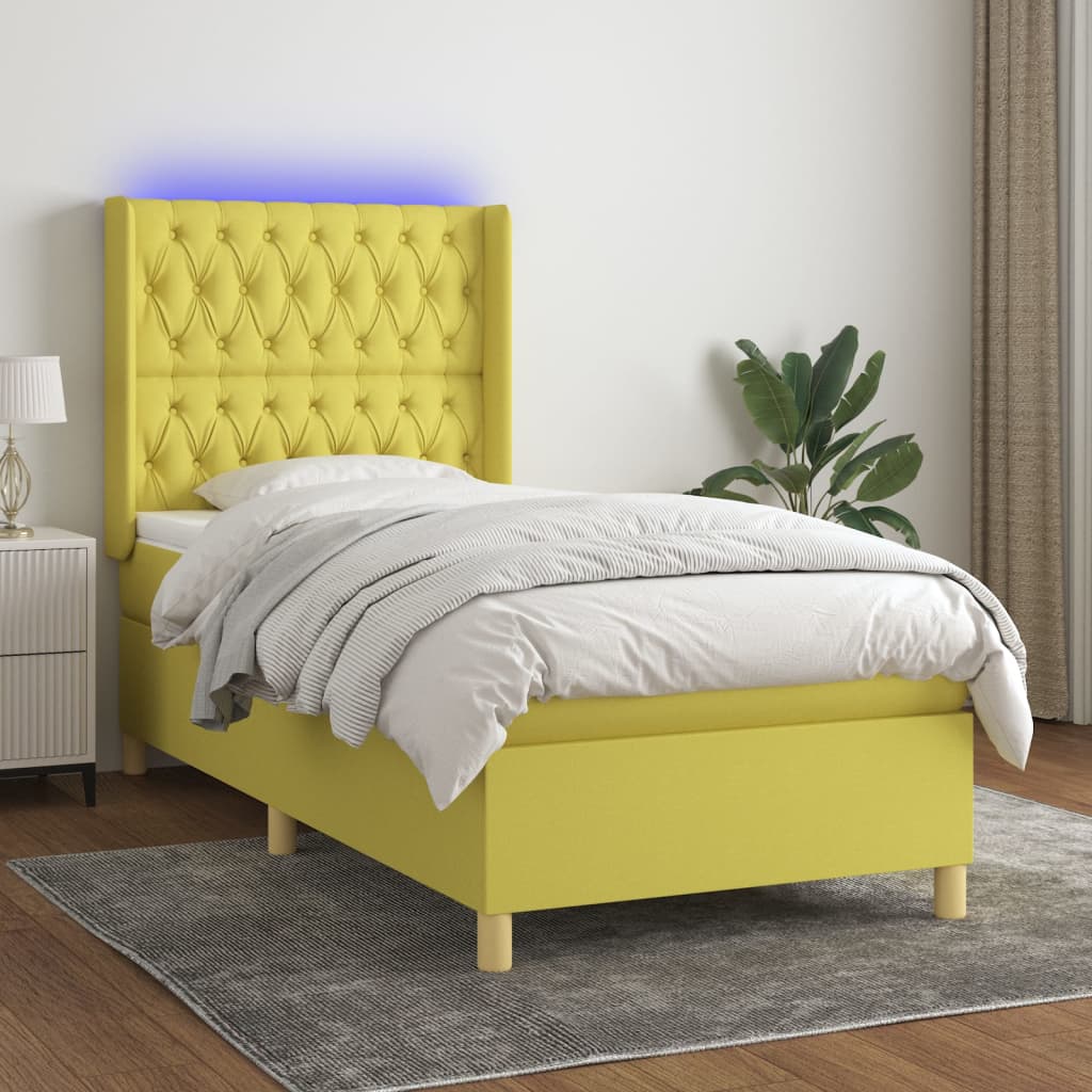 Boxspringbett Mit Matratze & Led Stoff Grün