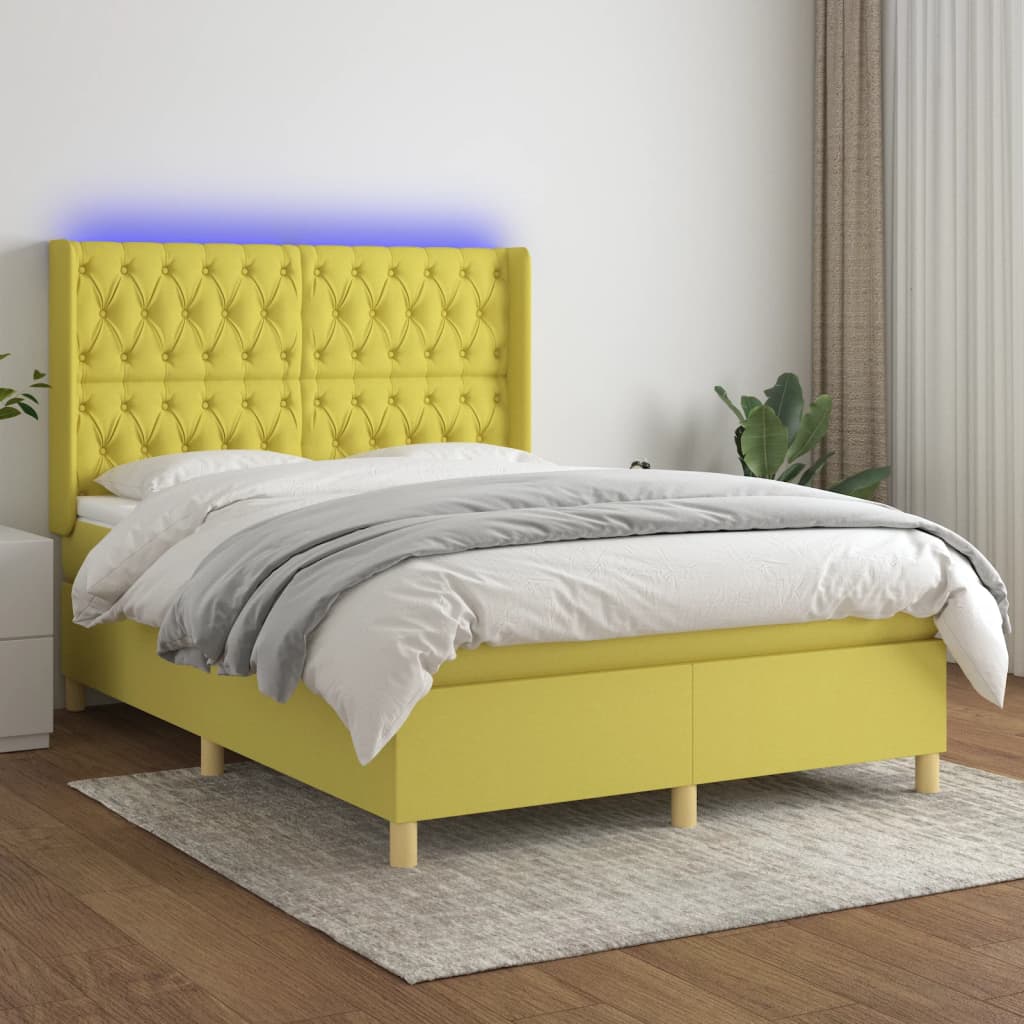 Boxspringbett Mit Matratze & Led Stoff Grün