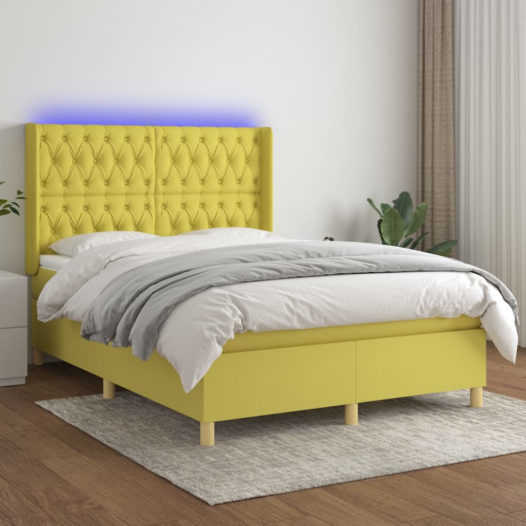 Boxspringbett Mit Matratze & Led Stoff Grün