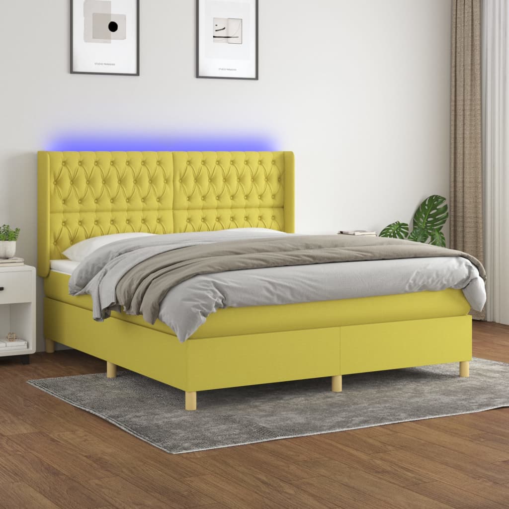 Boxspringbett Mit Matratze & Led Stoff Grün