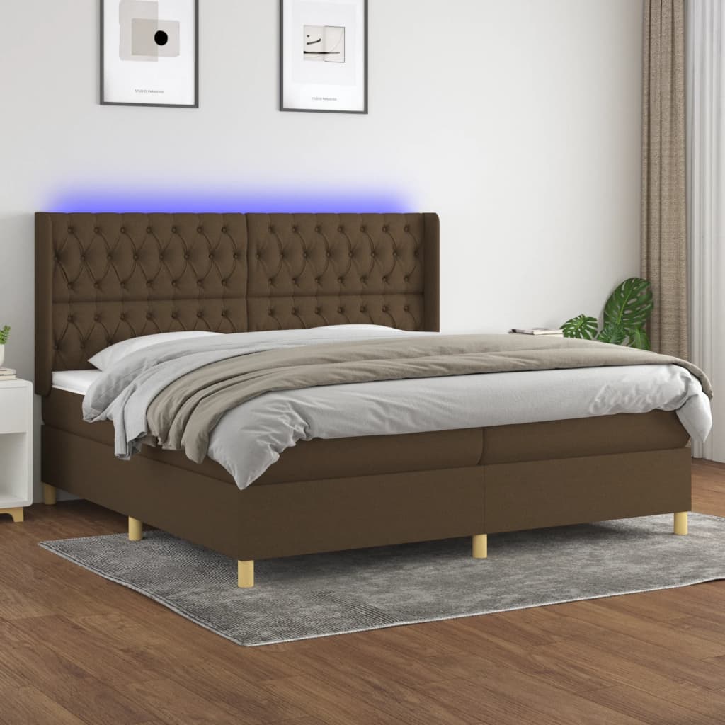 Boxspringbett Mit Matratze & Led Stoff Dunkelbraun