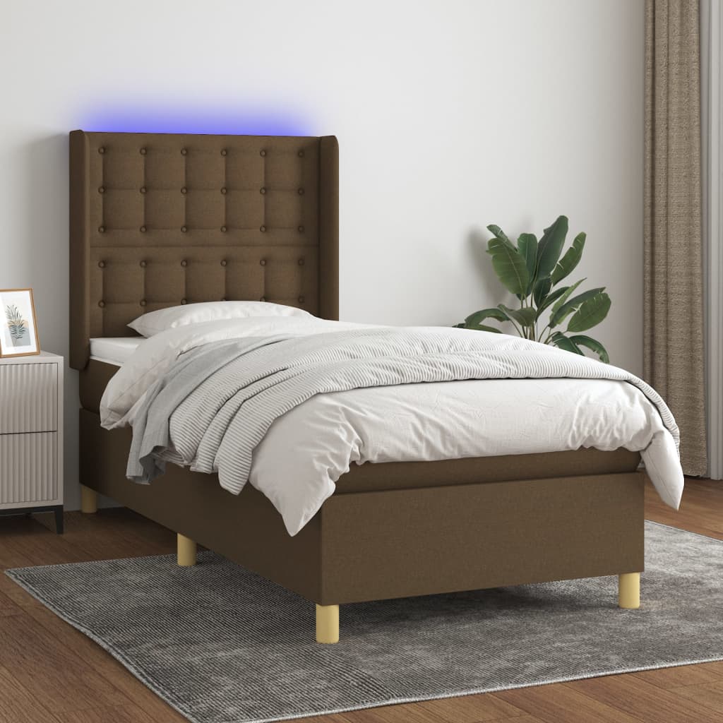 Boxspringbett Mit Matratze & Led Stoff Dunkelbraun