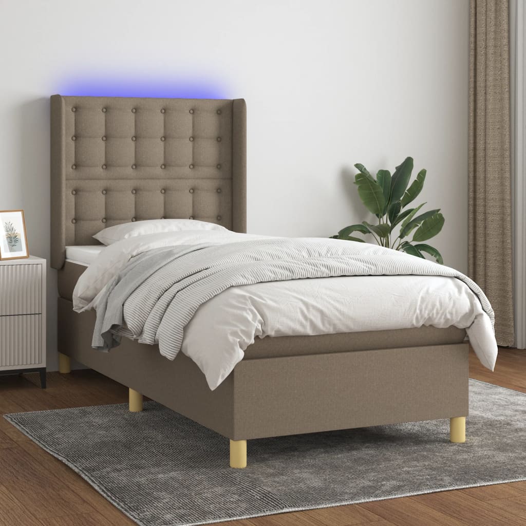 Boxspringbett Mit Matratze & Led Stoff Taupe