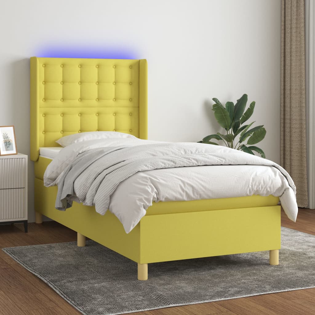 Boxspringbett Mit Matratze & Led Stoff Grün