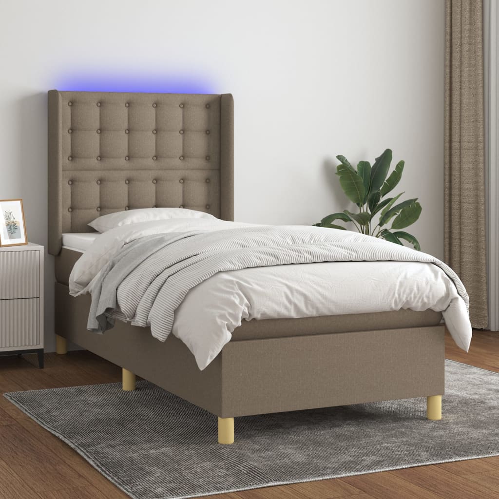 Boxspringbett Mit Matratze & Led Stoff Taupe