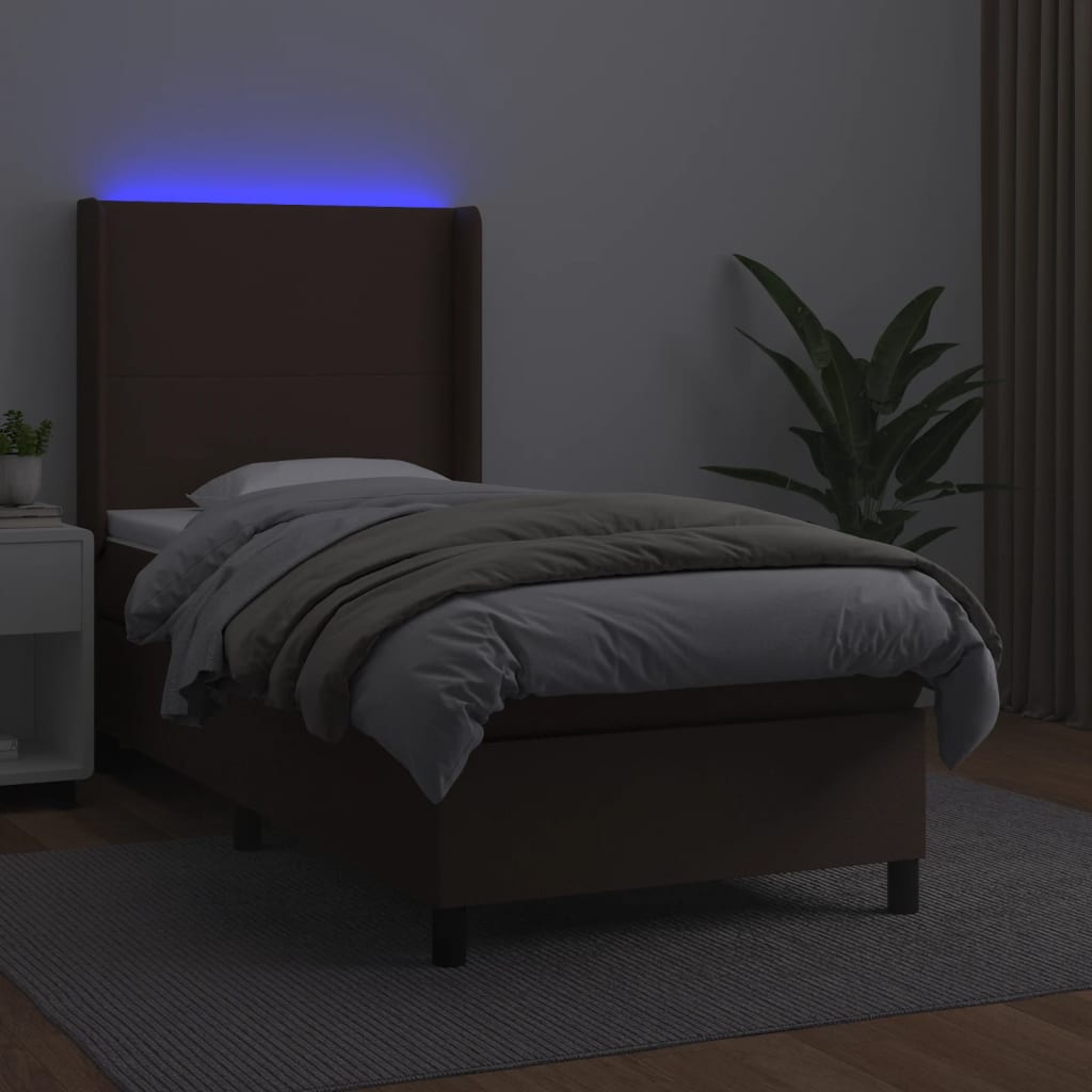 Boxspringbett Mit Matratze & Led Kunstleder Braun