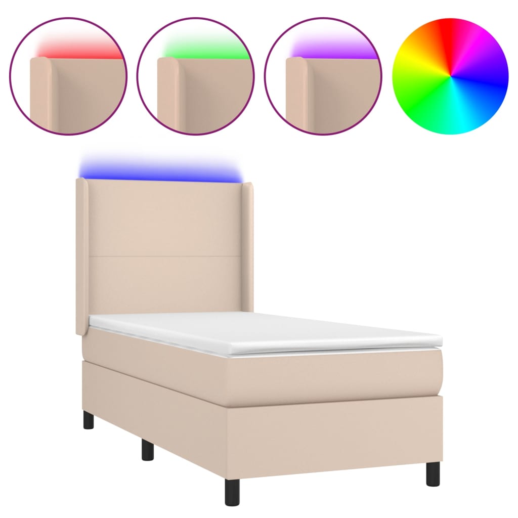 Boxspringbett Mit Matratze & Led -Braun 100X200Cm Cappuccino