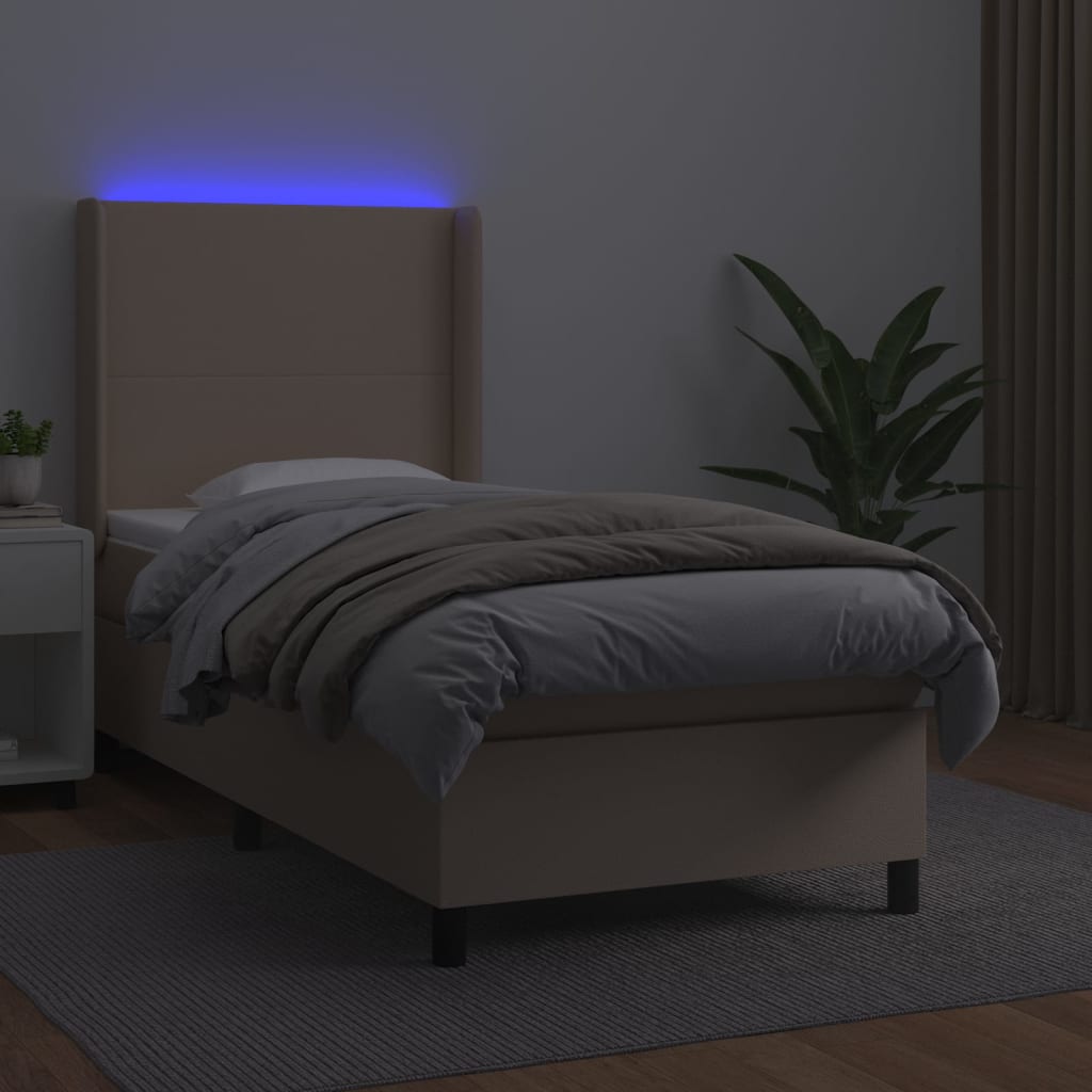 Boxspringbett Mit Matratze & Led -Braun 100X200Cm Cappuccino
