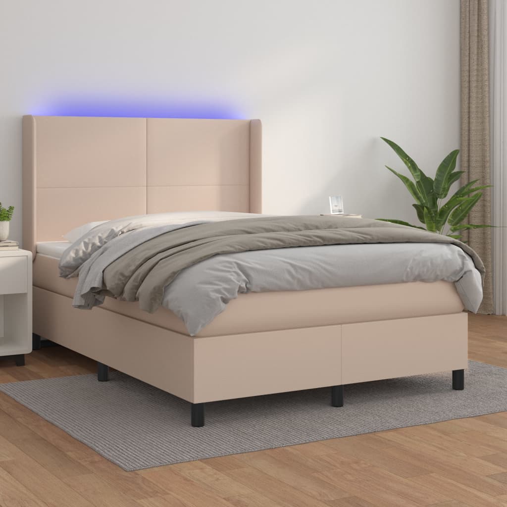 Boxspringbett Mit Matratze & Led -Braun 100X200Cm Cappuccino
