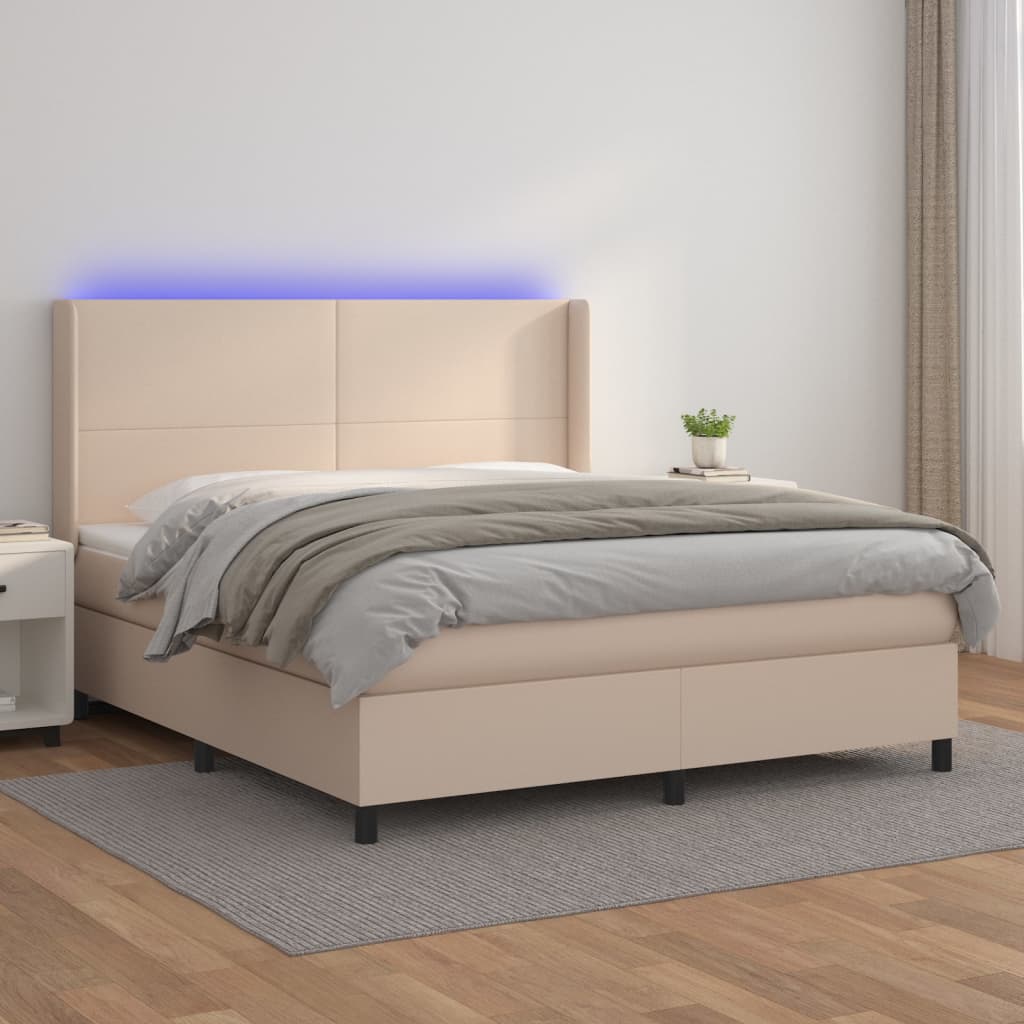 Boxspringbett Mit Matratze & Led -Braun 100X200Cm Cappuccino
