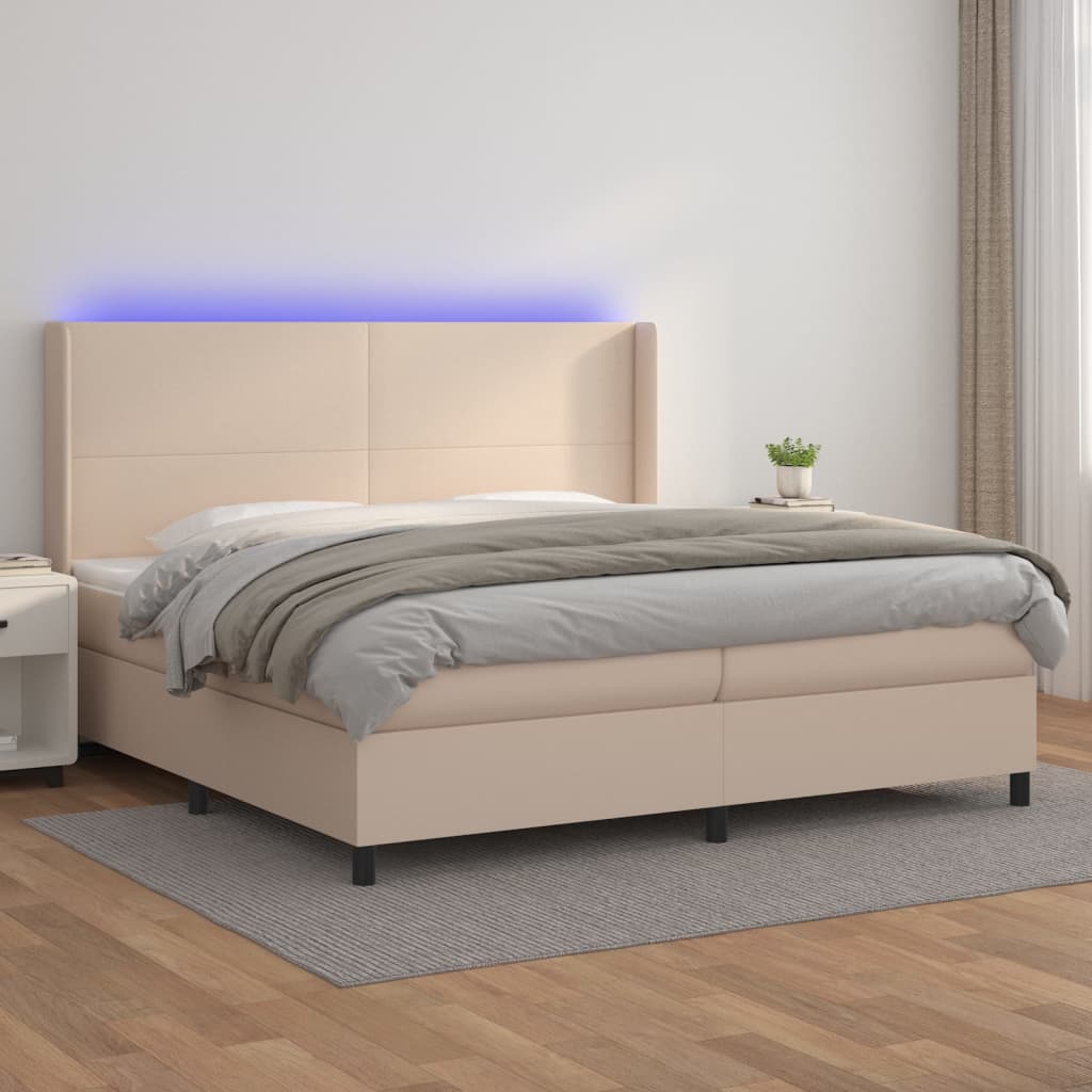 Boxspringbett Mit Matratze & Led -Braun 100X200Cm Cappuccino