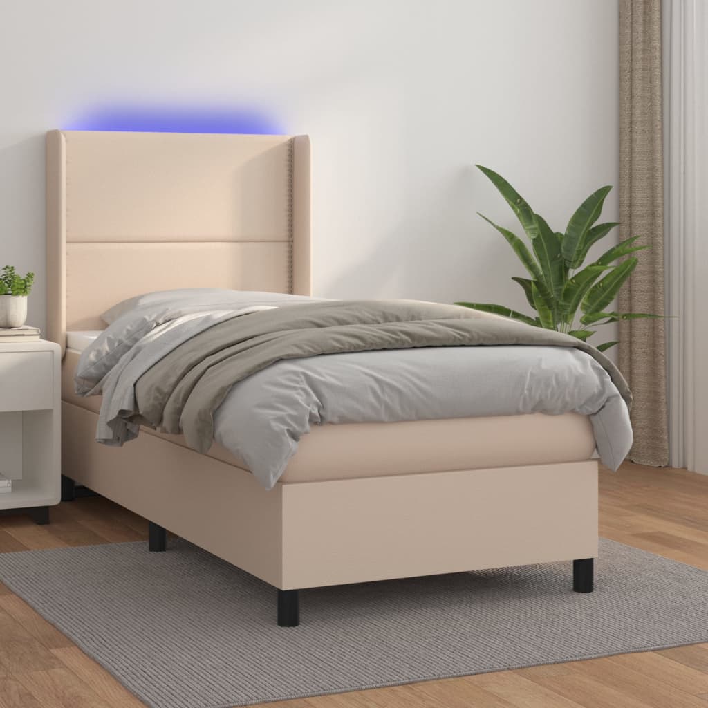 Boxspringbett Mit Matratze & Led -Braun 100X200Cm Cappuccino
