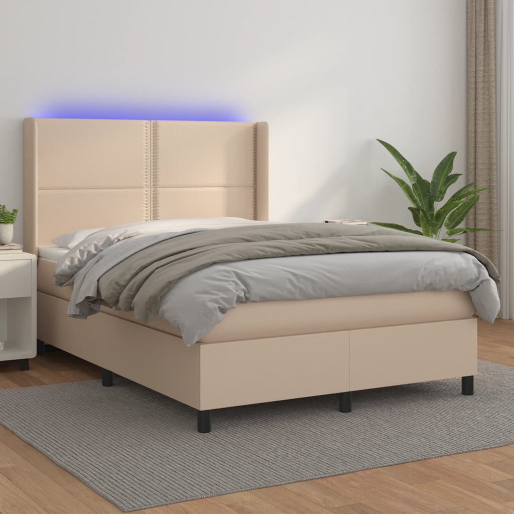 Boxspringbett Mit Matratze & Led -Braun 100X200Cm Cappuccino