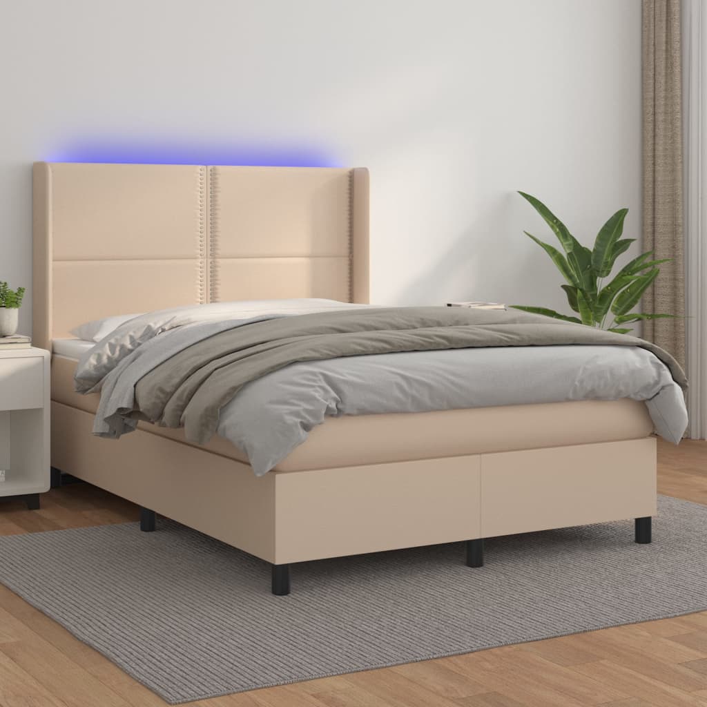 Boxspringbett Mit Matratze & Led -Braun 100X200Cm Cappuccino