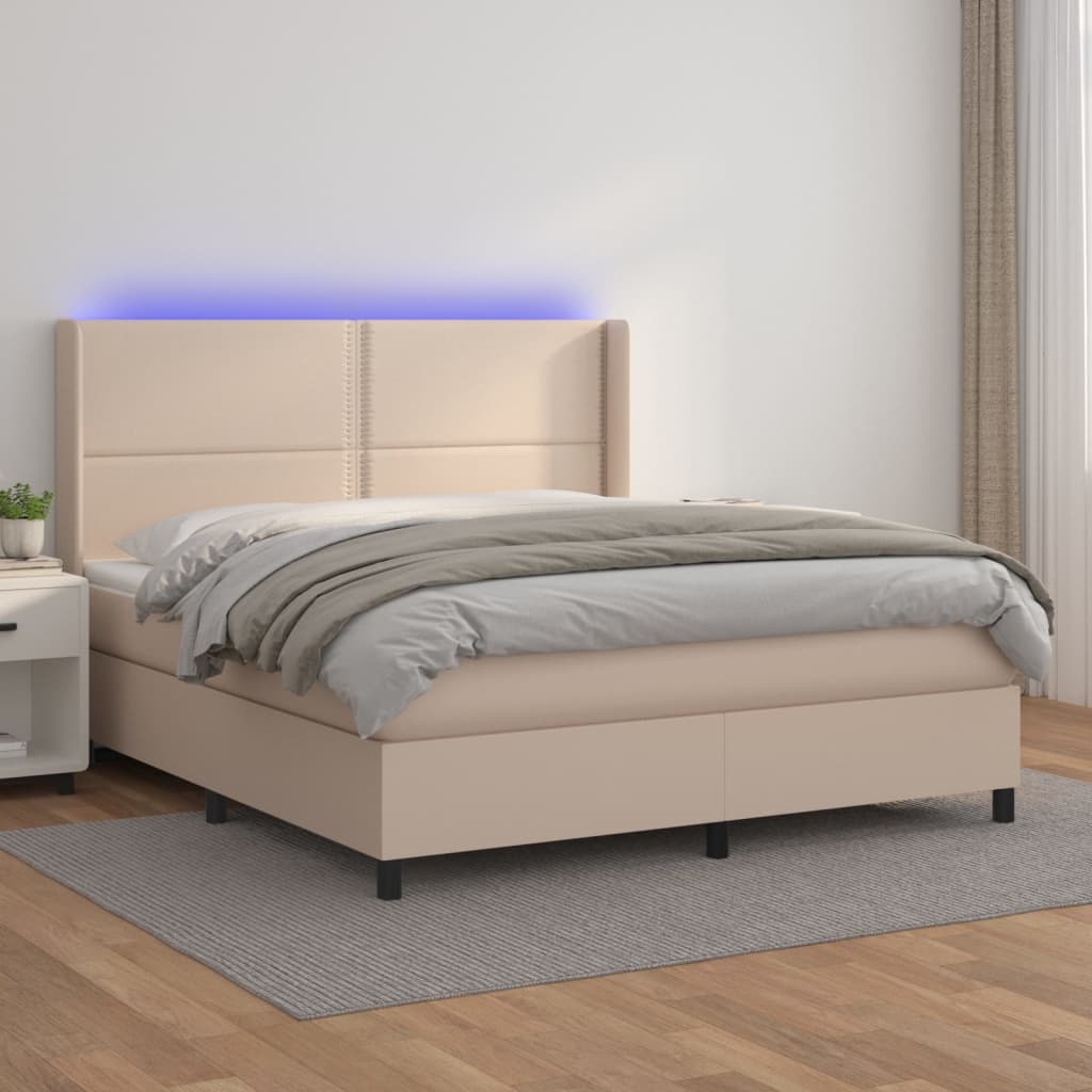Boxspringbett Mit Matratze & Led -Braun 100X200Cm Cappuccino