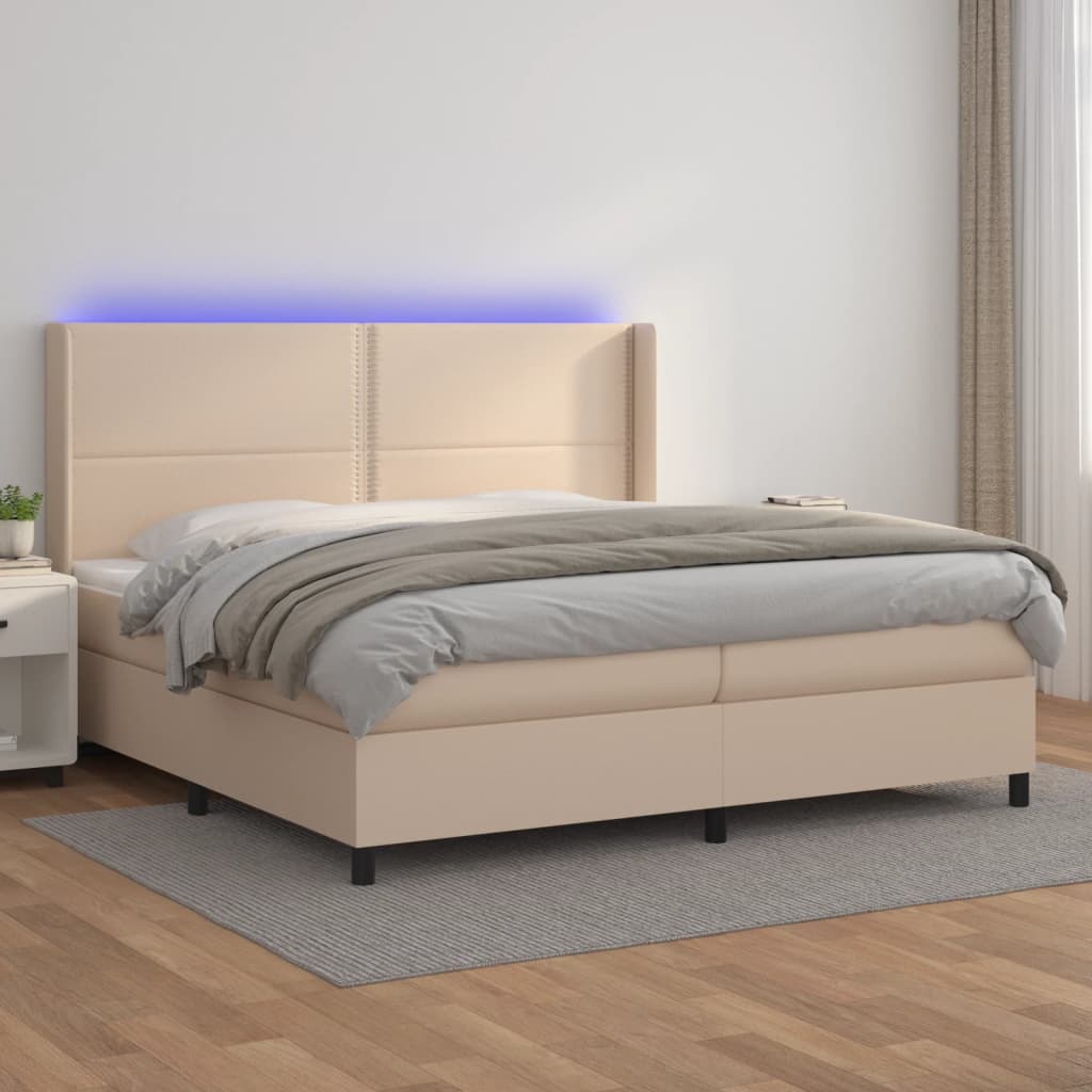 Boxspringbett Mit Matratze & Led -Braun 100X200Cm Cappuccino