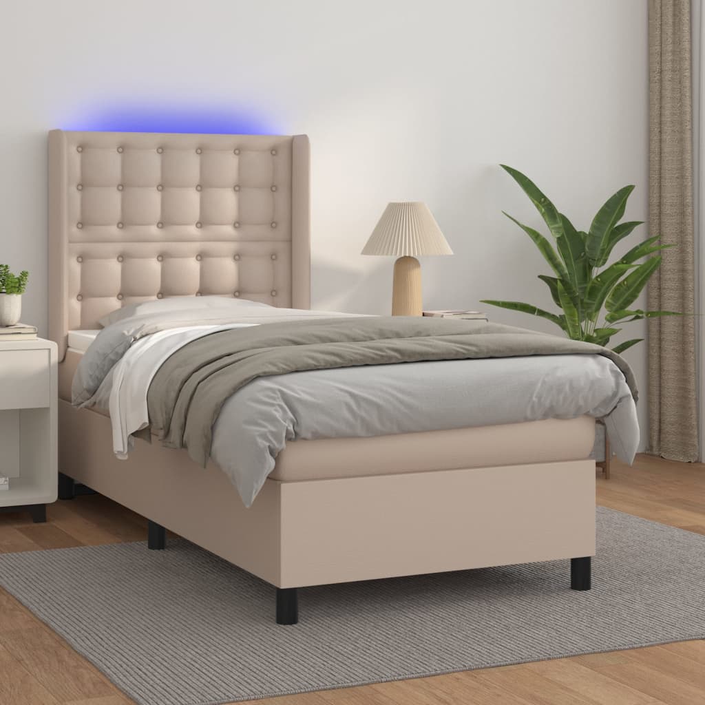 Boxspringbett Mit Matratze & Led -Braun 100X200Cm Cappuccino