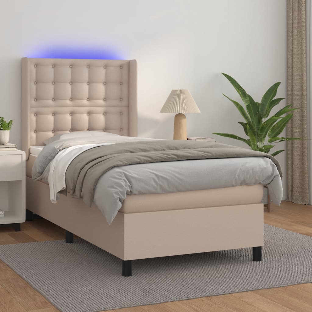 Boxspringbett Mit Matratze & Led -Braun 100X200Cm Cappuccino