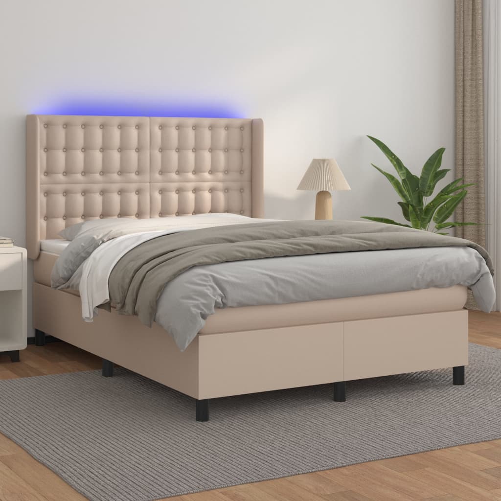 Boxspringbett Mit Matratze & Led -Braun 100X200Cm Cappuccino