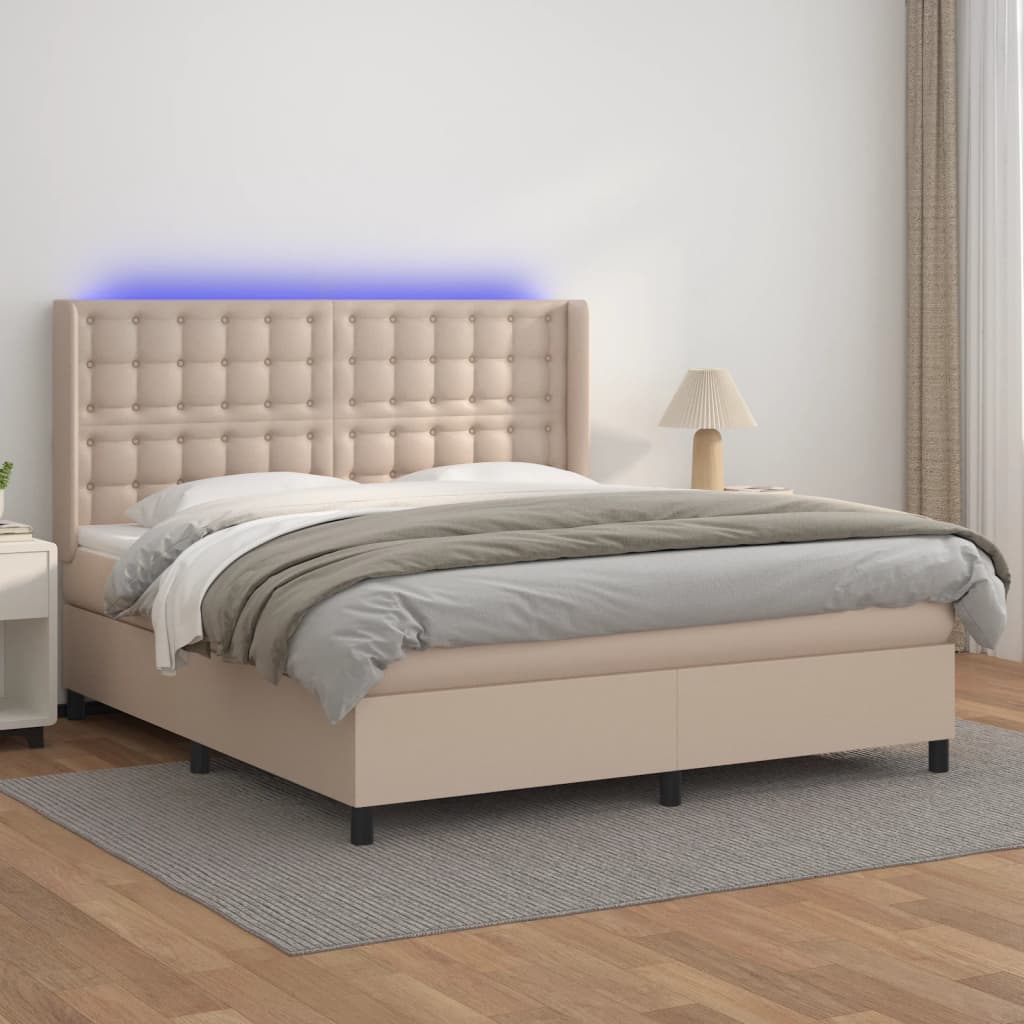 Boxspringbett Mit Matratze & Led -Braun 100X200Cm Cappuccino