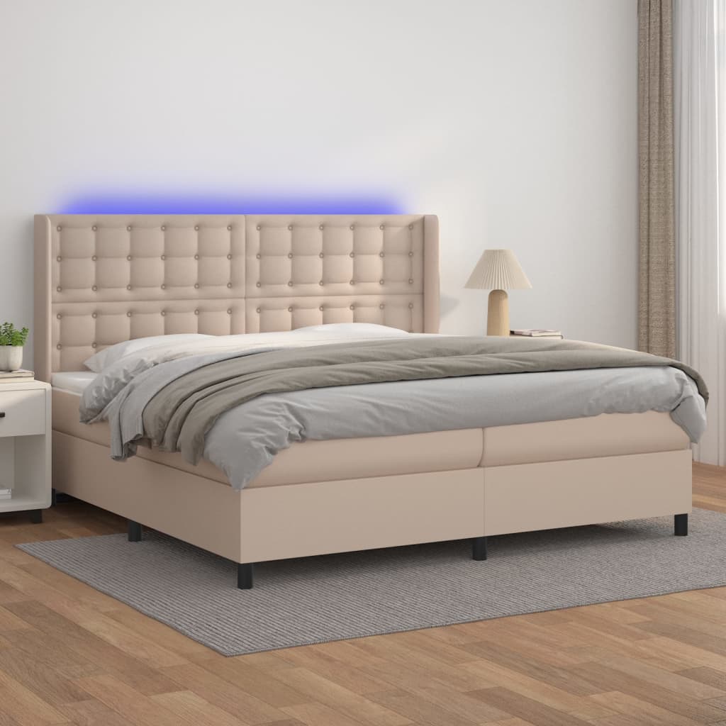 Boxspringbett Mit Matratze & Led -Braun 100X200Cm Cappuccino