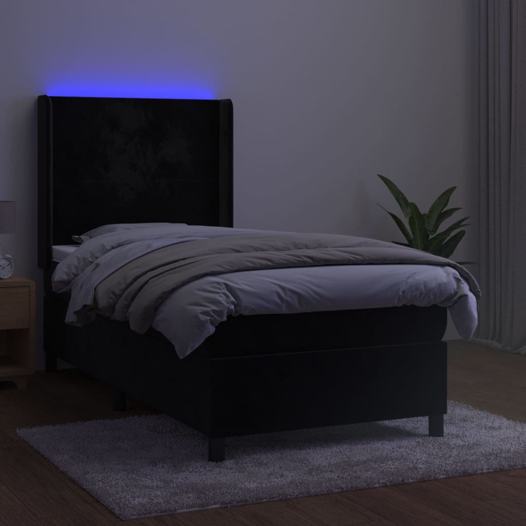 Boxspringbett Mit Matratze & Led Samt Schwarz