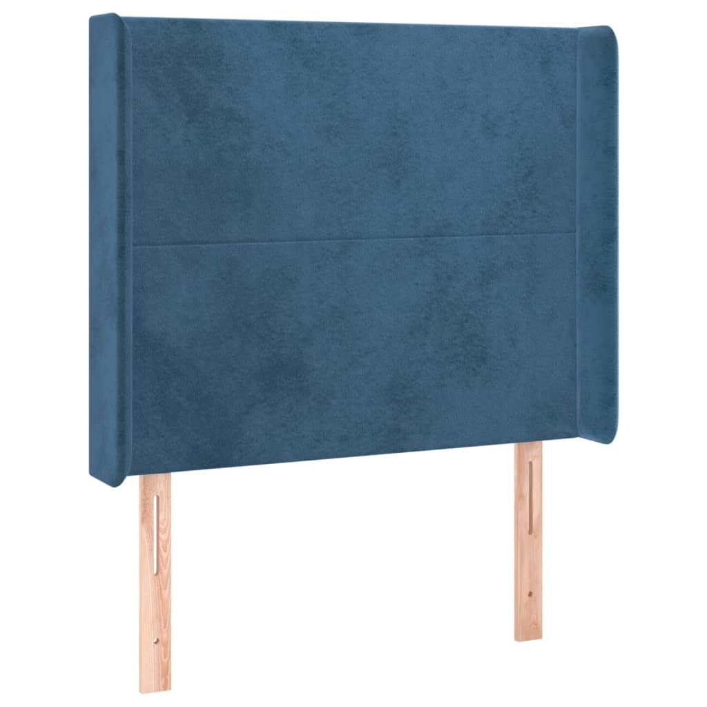 Boxspringbett Mit Matratze & Led Samt Dunkelblau