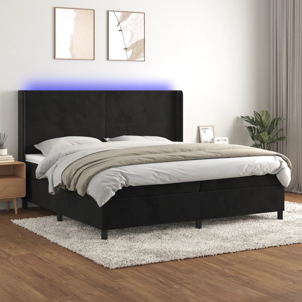 Boxspringbett Mit Matratze & Led Samt Schwarz