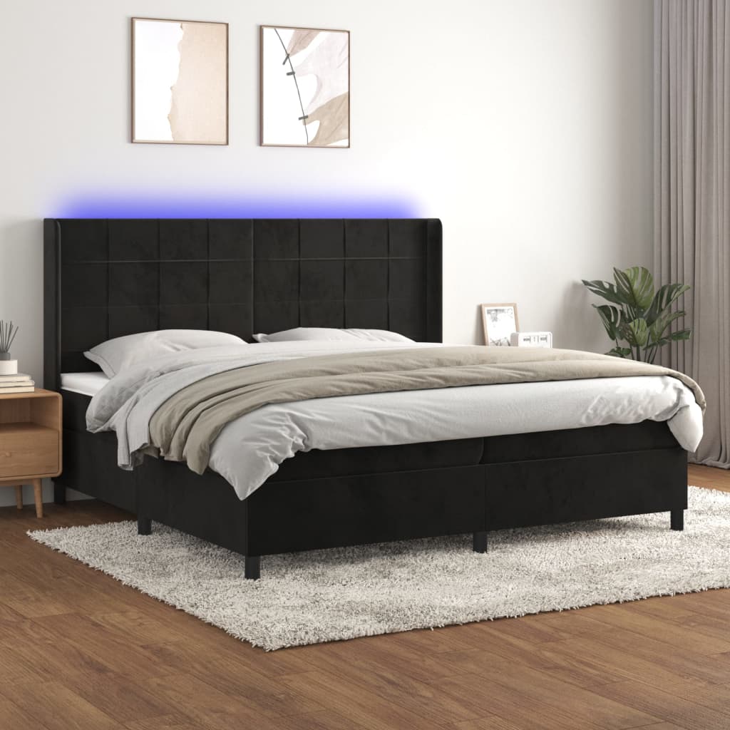 Boxspringbett Mit Matratze & Led Samt Schwarz