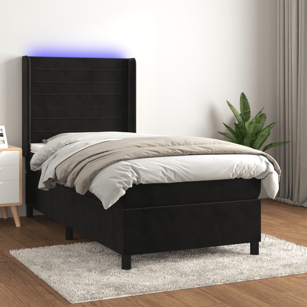 Boxspringbett Mit Matratze & Led Samt Schwarz