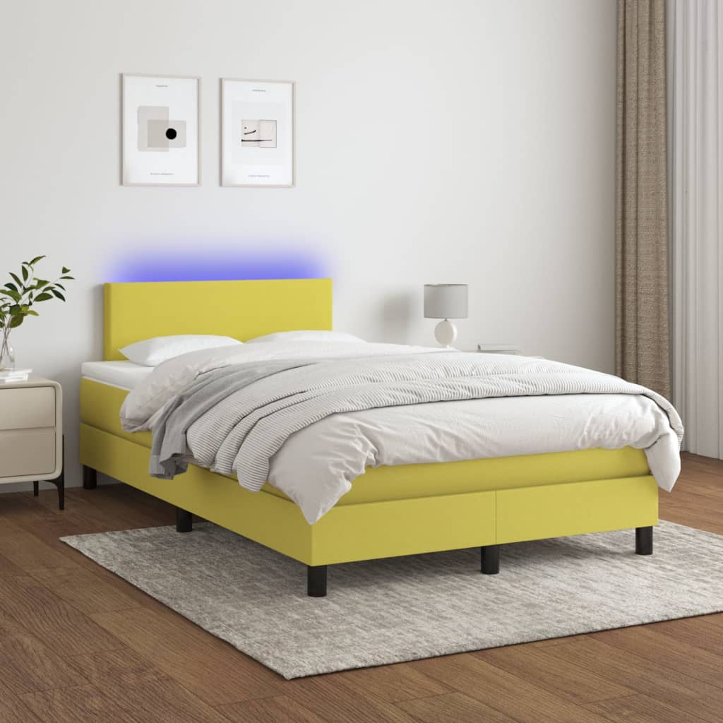 Boxspringbett Mit Matratze & Led Stoff Grün