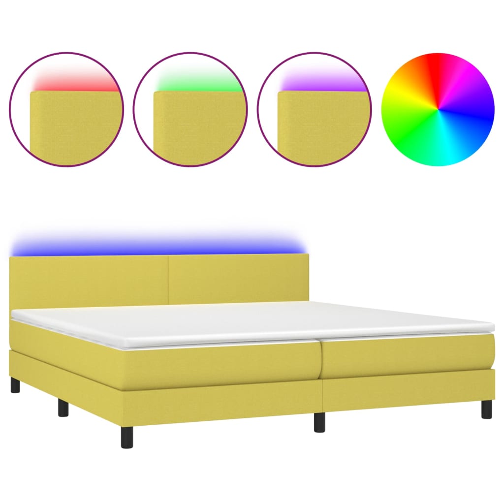 Boxspringbett Mit Matratze & Led Stoff Grün