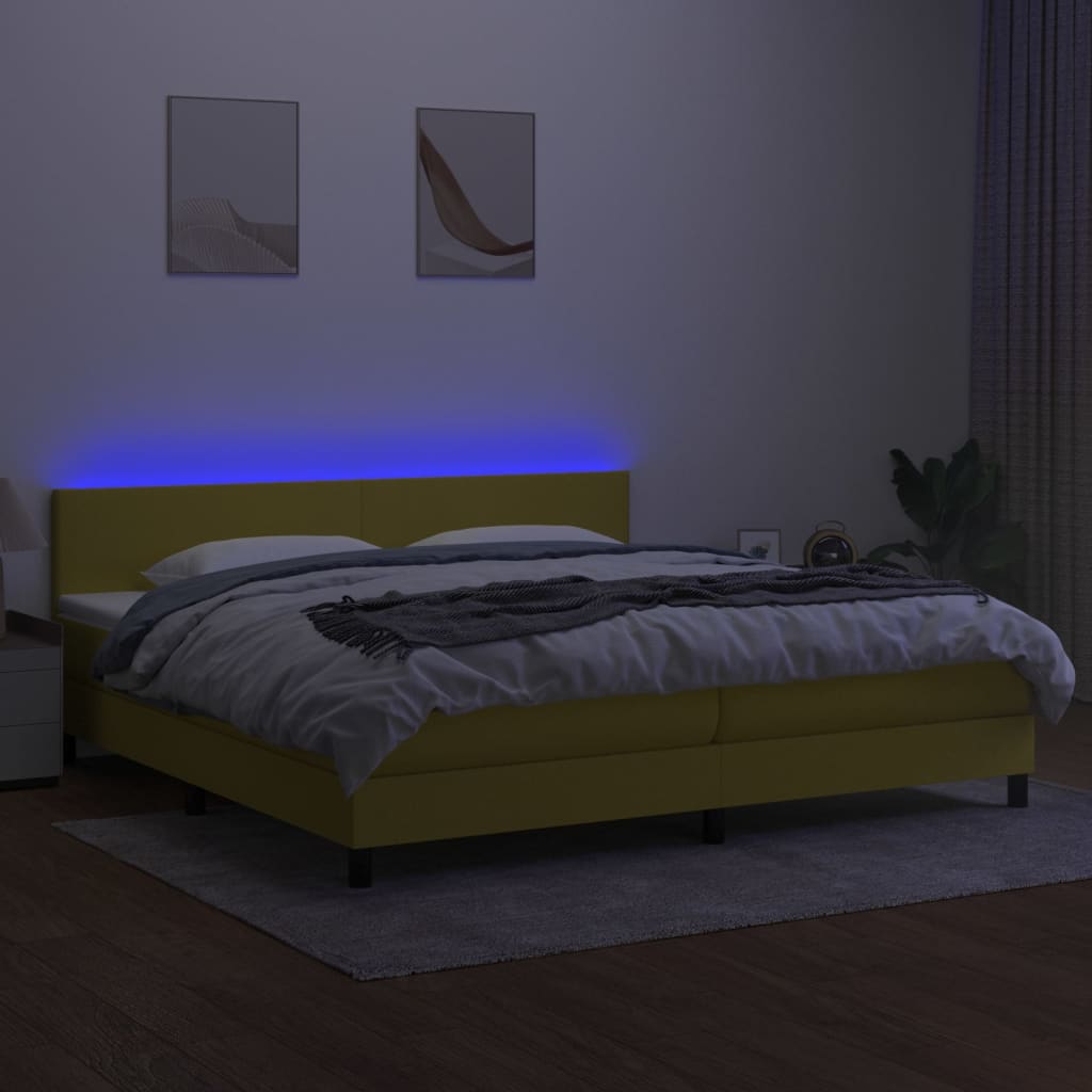 Boxspringbett Mit Matratze & Led Stoff Grün