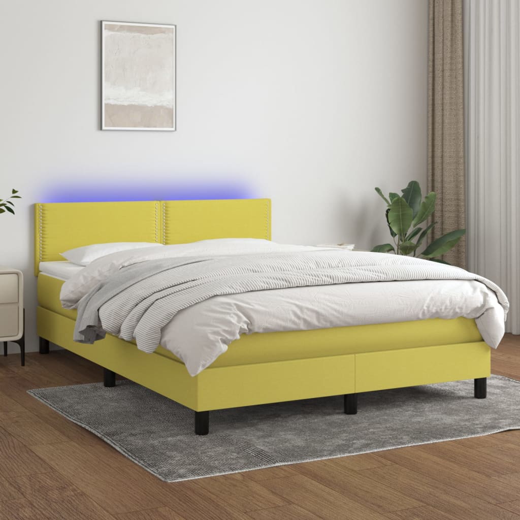 Boxspringbett Mit Matratze & Led Stoff Grün
