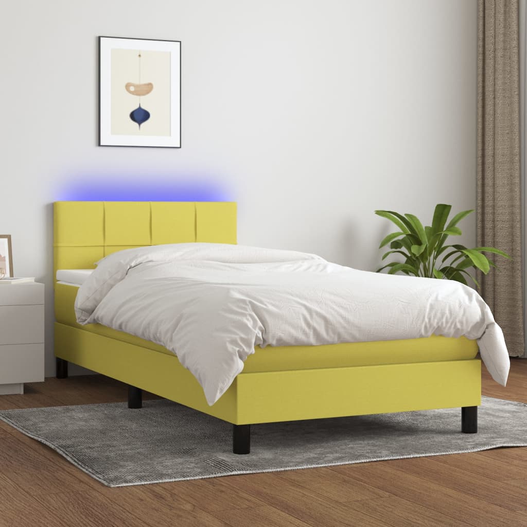 Boxspringbett Mit Matratze & Led Stoff Grün
