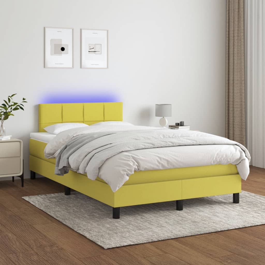 Boxspringbett Mit Matratze & Led Stoff Grün