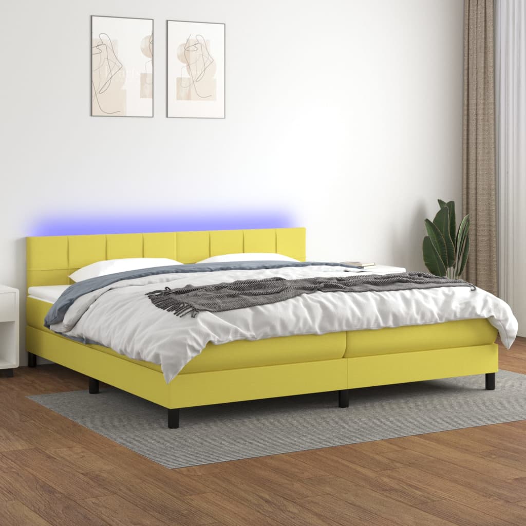 Boxspringbett Mit Matratze & Led Stoff Grün